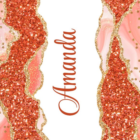 Personalized Orange Tumbler, Glitter Stainless Steel Tumbler, Glitter Travel Mug - Picture 2 of 7